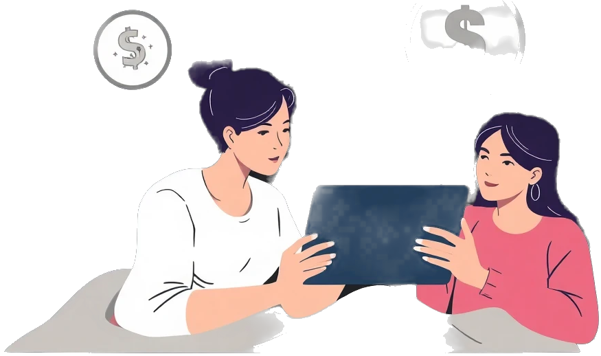 Pareja revisando finanzas en una tablet